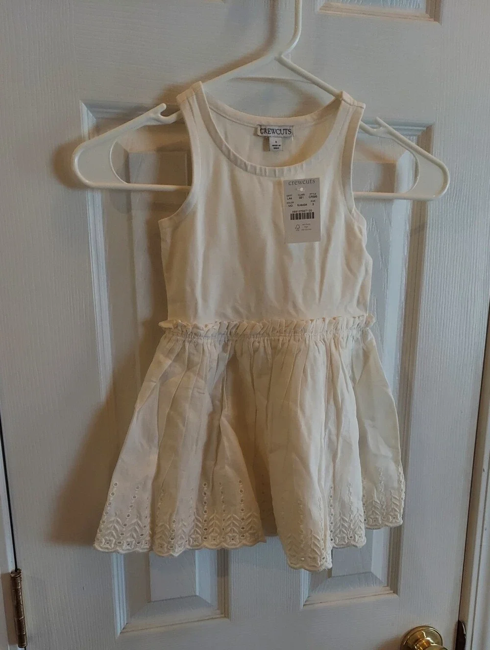 J.Crew Girls' eyelet-trim mixy dress White Sz. 3 BNWT SO $80
